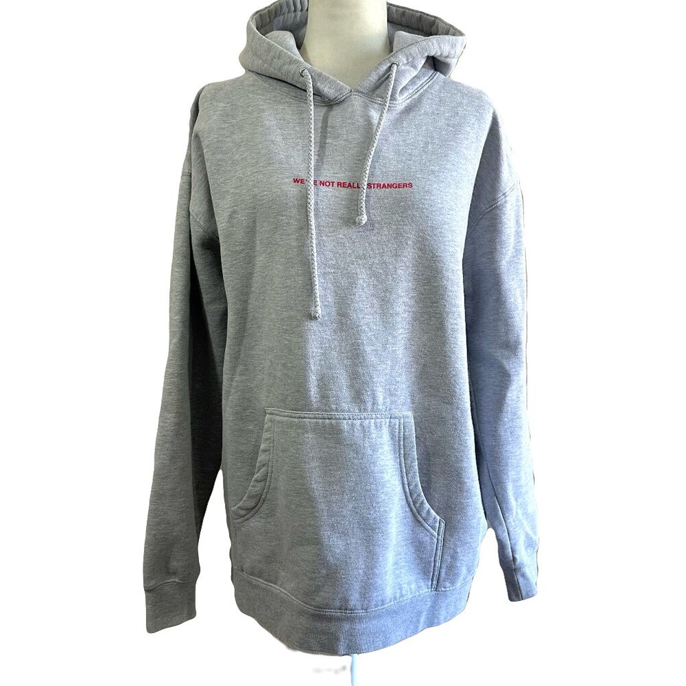 We're Not Really Strangers Light Grey Pullover Oversized Hoodie Sweater